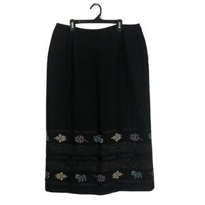 SAG HARBOR Skirt Pencil Embellished Metallic Floral Border Design Sz 12P Petite